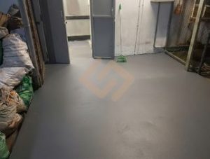 Professional industrial grey warehouse flooring installed by Chemflex Chemicals in Dangedara, Sri Lanka.